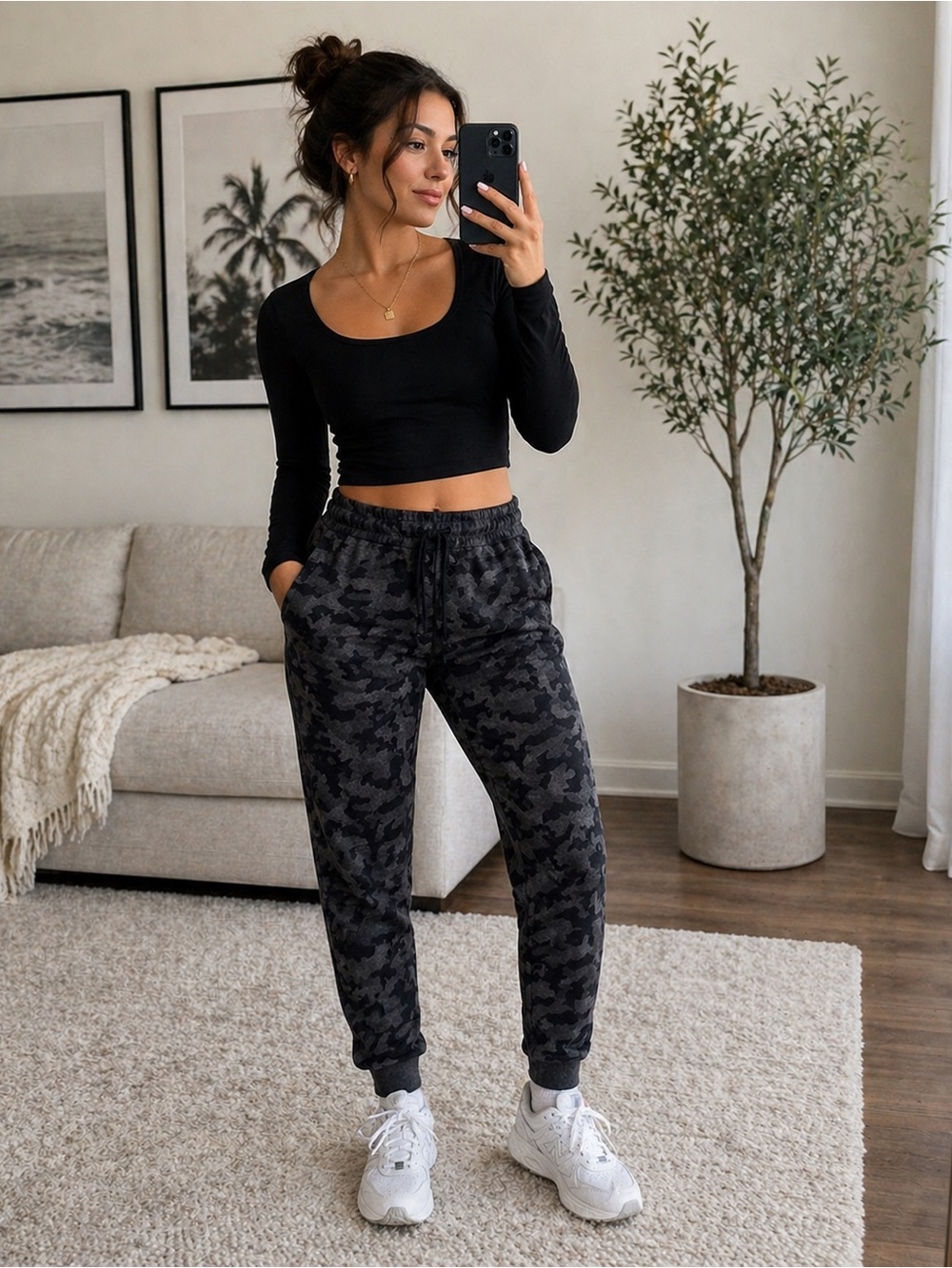 lululemon athletica Black & Charcoal Camo Joggers, size 4